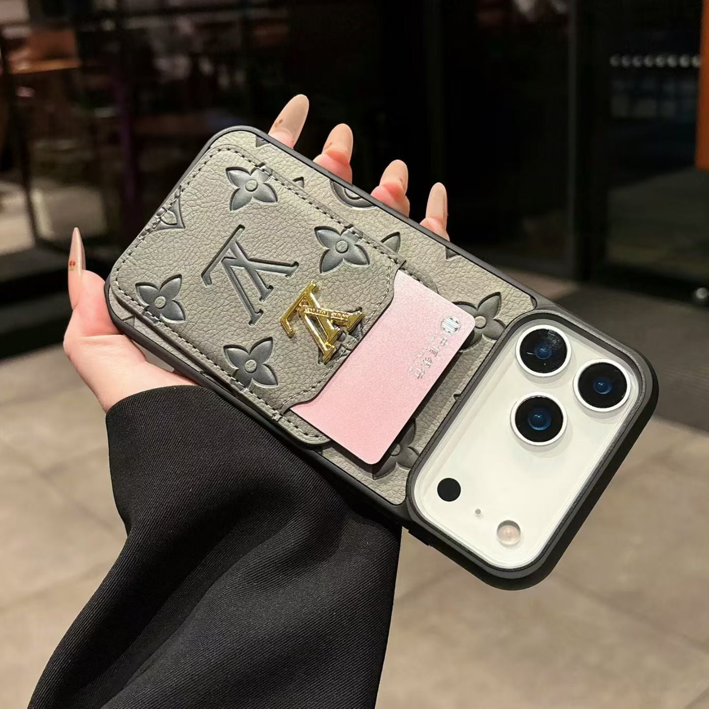 Premium Textured Case with Integrated Card Slot for iPhone 12-17 Series