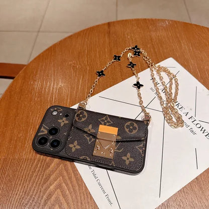 Luxury Monogram Crossbody Phone Bag for iPhone 12-17 Series