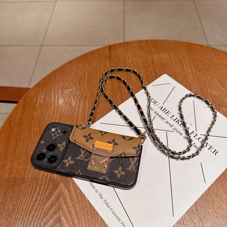 Luxury Monogram Crossbody Phone Bag for iPhone 12-17 Series