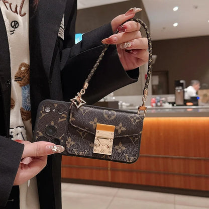 Luxury Monogram Crossbody Phone Bag for iPhone 12-17 Series