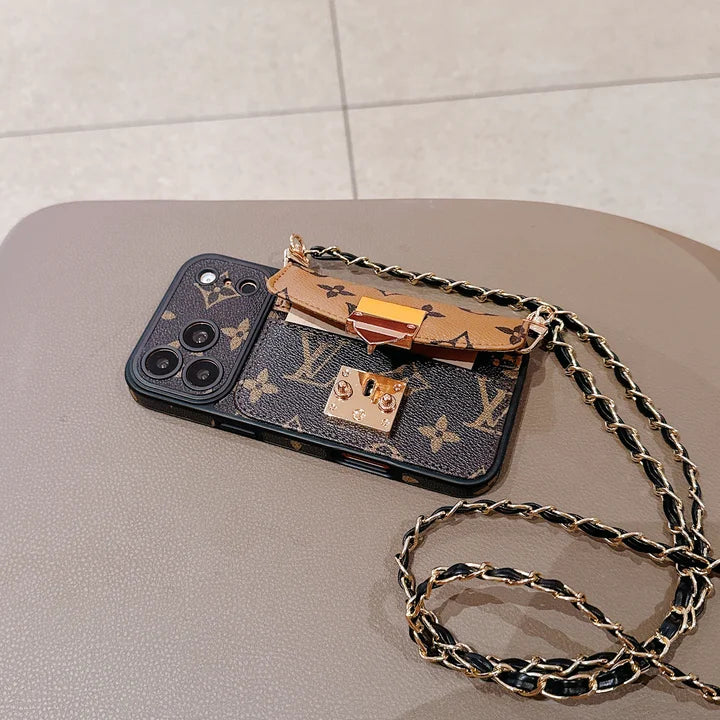 Luxury Monogram Crossbody Phone Bag for iPhone 12-17 Series