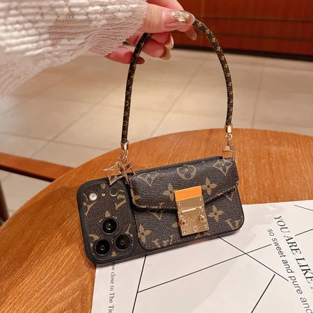 Luxury Monogram Crossbody Phone Bag for iPhone 12-17 Series
