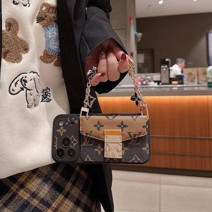 Luxury Monogram Crossbody Phone Bag for iPhone 12-17 Series
