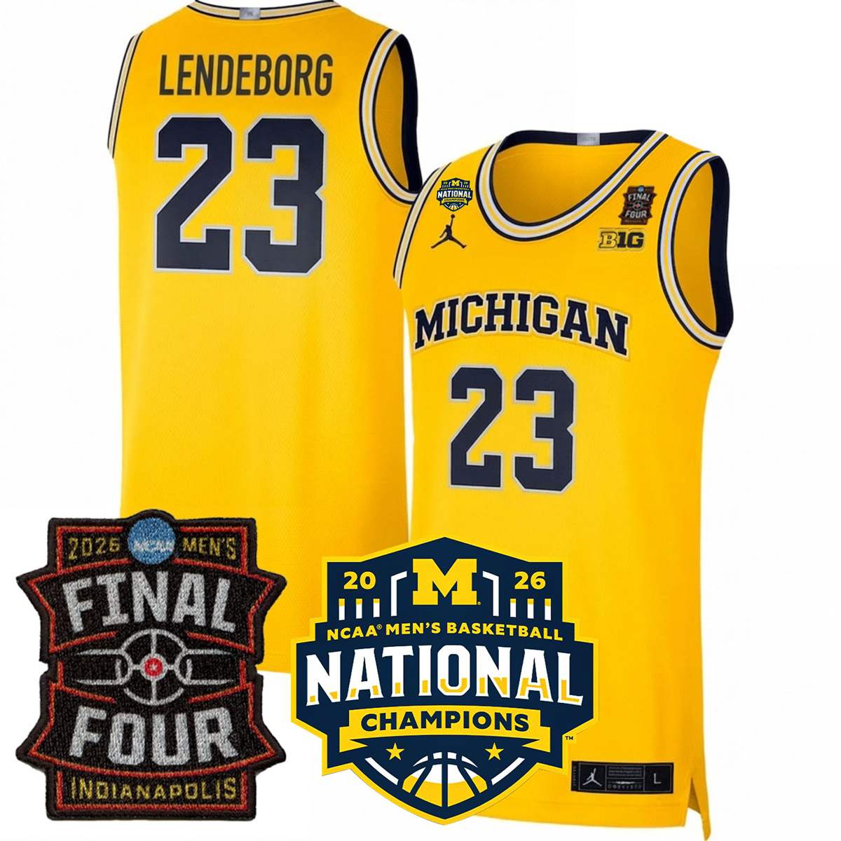 Michigan Wolverines Men's Basketball 25/26 All Stitched Jersey - Final Four + National Champions Patch