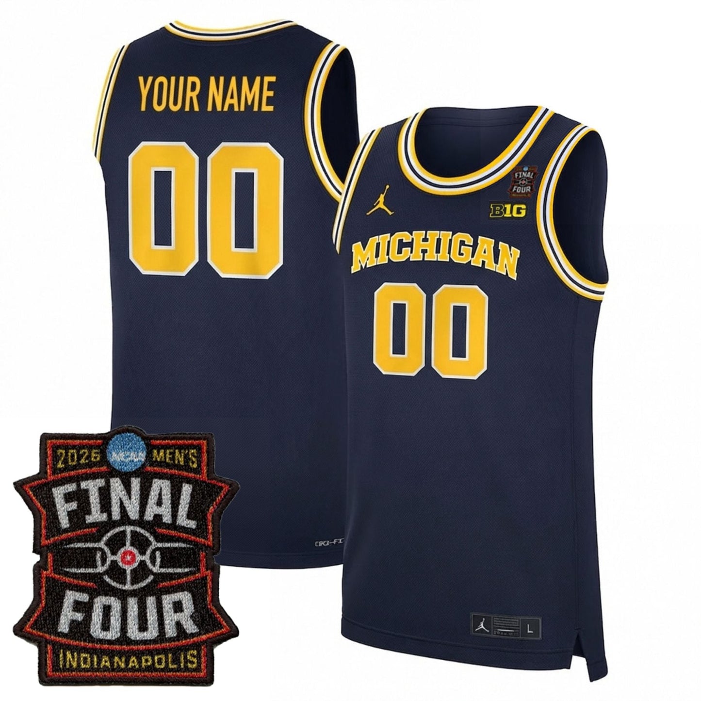 Michigan Wolverines Men's Basketball 25/26 All Stitched Jersey - Final Four Patch
