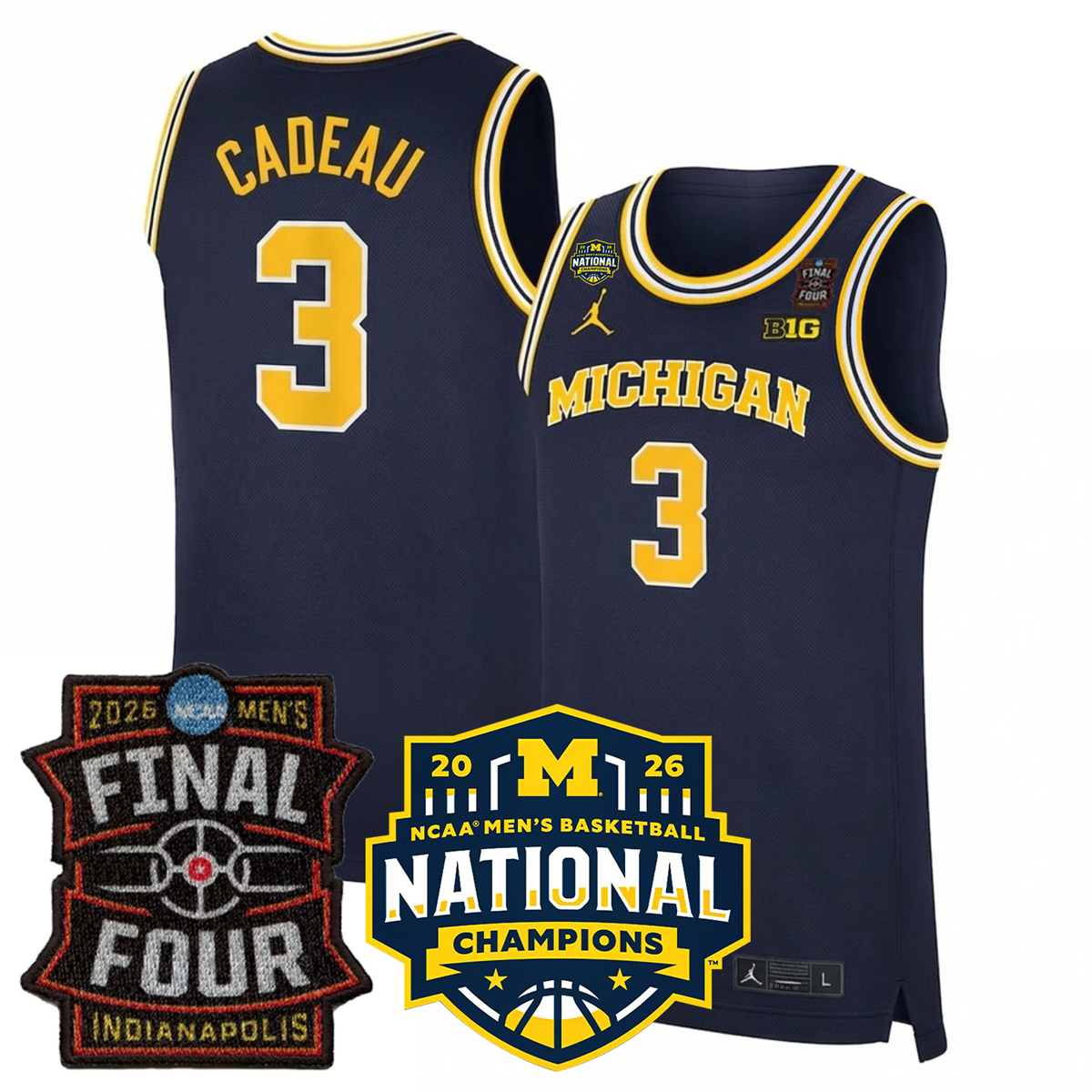 Michigan Wolverines Men's Basketball 25/26 All Stitched Jersey - Final Four + National Champions Patch