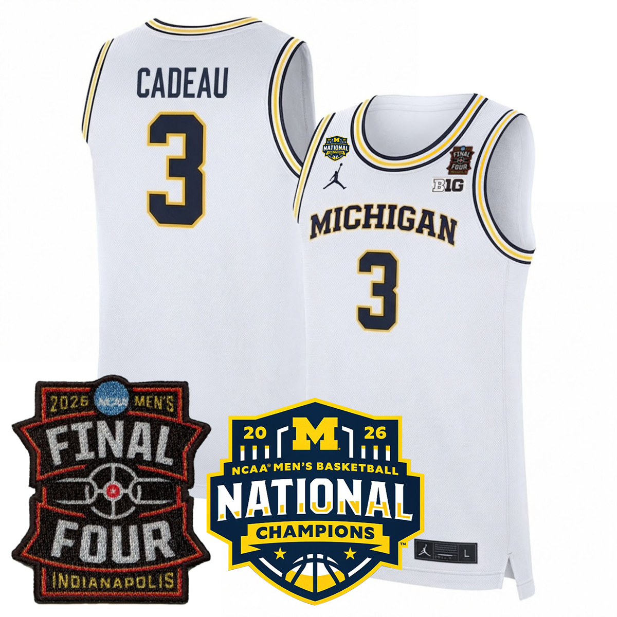 Michigan Wolverines Men's Basketball 25/26 All Stitched Jersey - Final Four + National Champions Patch