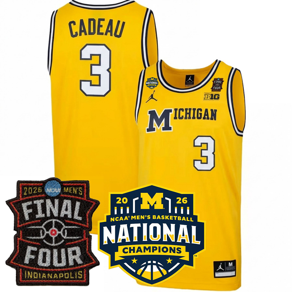 Michigan Wolverines Men's Basketball 25/26 All Stitched Jersey - Final Four + National Champions Patch