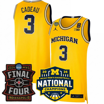 Michigan Wolverines Men's Basketball 25/26 All Stitched Jersey - Final Four + National Champions Patch