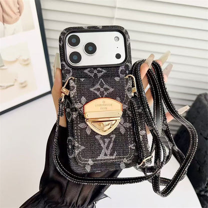 LV Luxury Phone Case with Strape For iPhone 12-17 Series