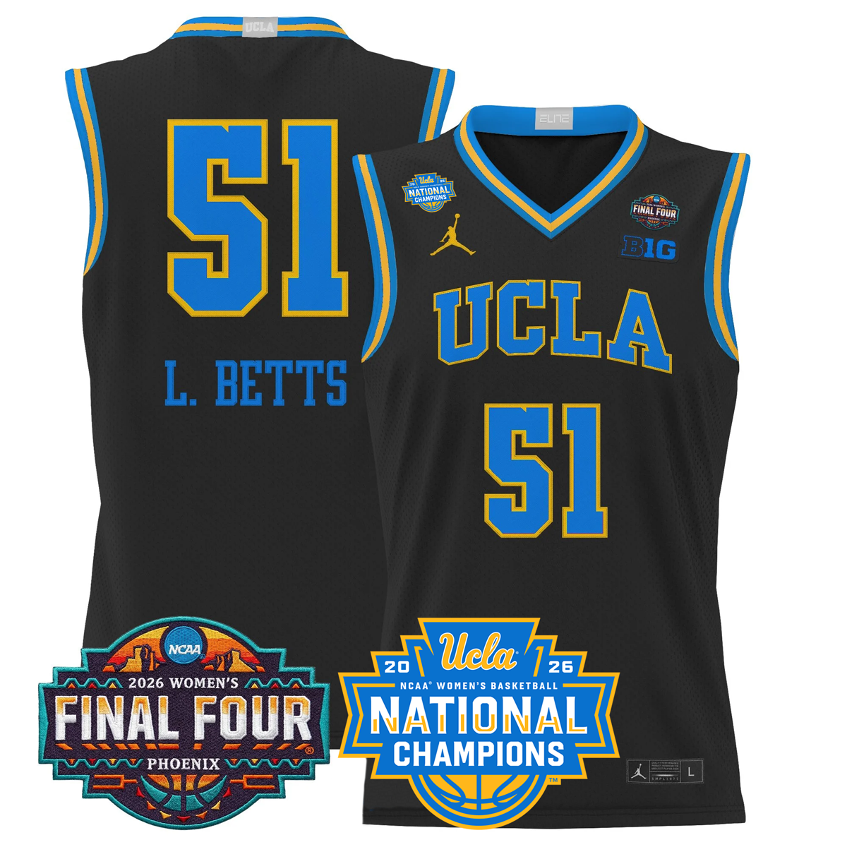 UCLA Bruins 2026 Women's Basketball All Stitched Jersey - National Champions Patch