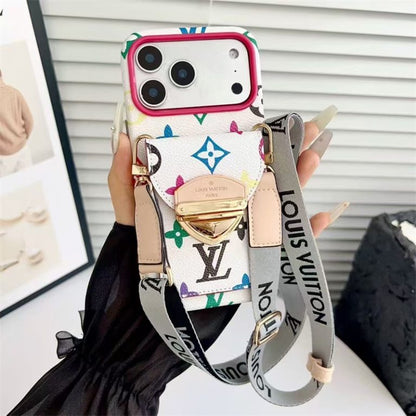 LV Luxury Phone Case with Strape For iPhone 12-17 Series