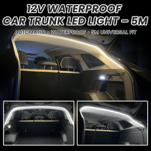 Universal 12V Car Trunk LED Light Strip – Waterproof Automatic Lighting