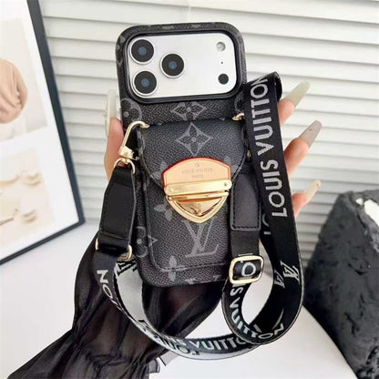 LV Luxury Phone Case with Strape For iPhone 12-17 Series