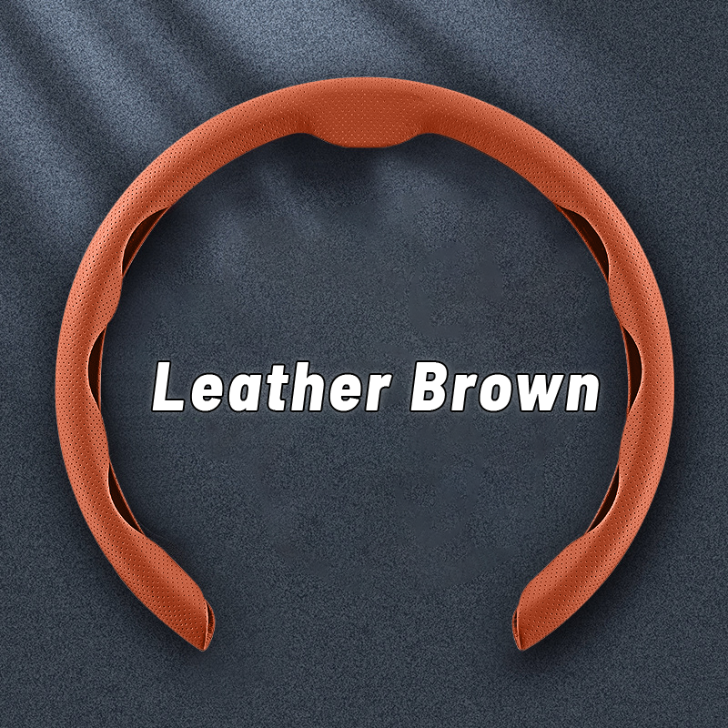 Nelxy Customized Car Logo Breathable Ultra-thin 5D Leather & Carbon Car Steering Wheel Cover Universal Fit