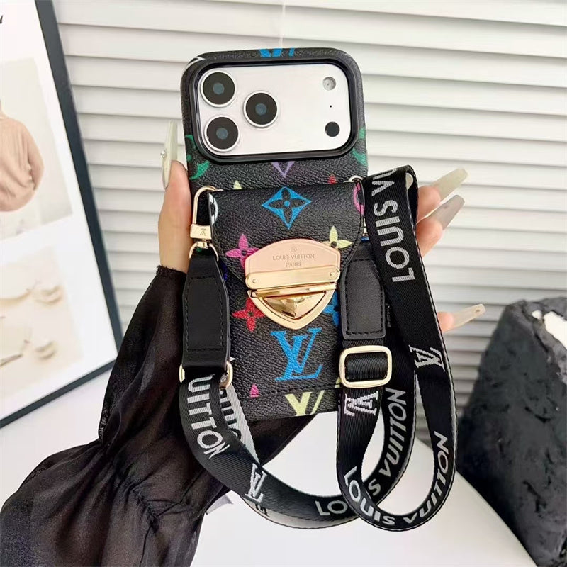 LV Luxury Phone Case with Strape For iPhone 12-17 Series