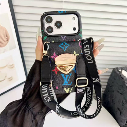 LV Luxury Phone Case with Strape For iPhone 12-17 Series