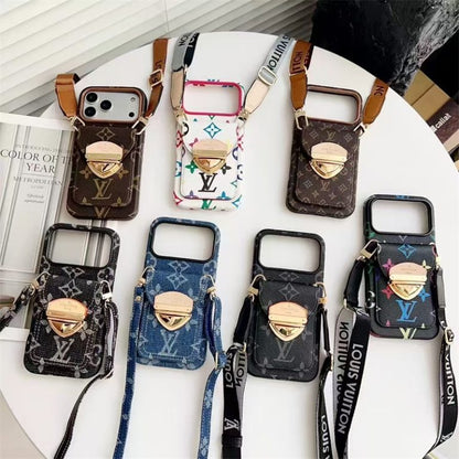 LV Luxury Phone Case with Strape For iPhone 12-17 Series