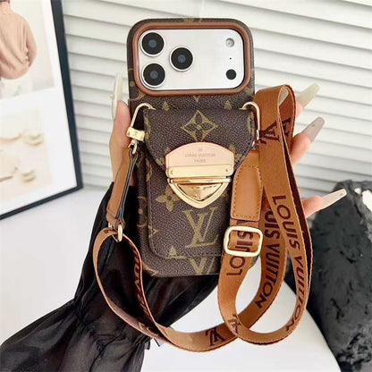 LV Luxury Phone Case with Strape For iPhone 12-17 Series