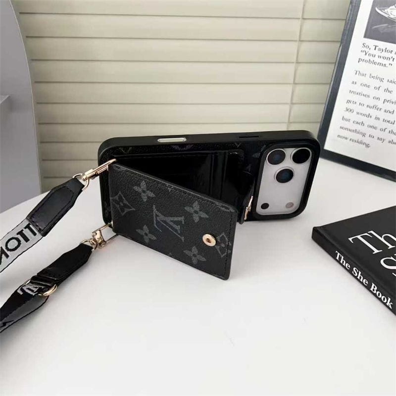 Lv Leather Card Holder Case Crossbody for iPhone 12-17 Series