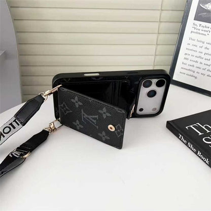 Lv Leather Card Holder Case Crossbody for iPhone 12-17 Series