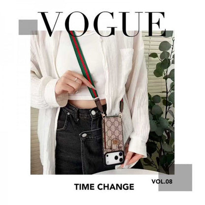 Lv Leather Card Holder Case Crossbody for iPhone 12-17 Series