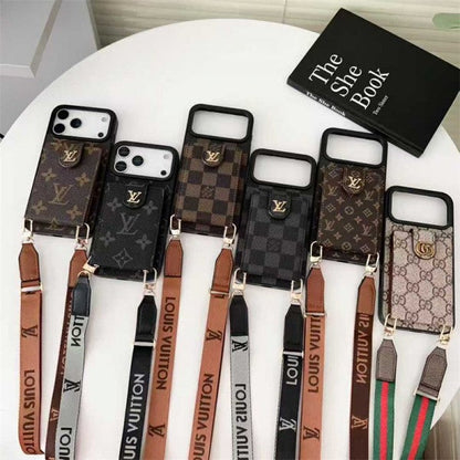 Lv Leather Card Holder Case Crossbody for iPhone 12-17 Series