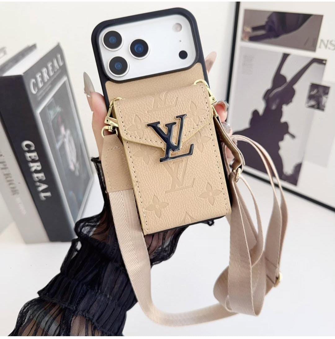 LV Luxury Phone Case with Card Holder For iPhone 12-17 Series
