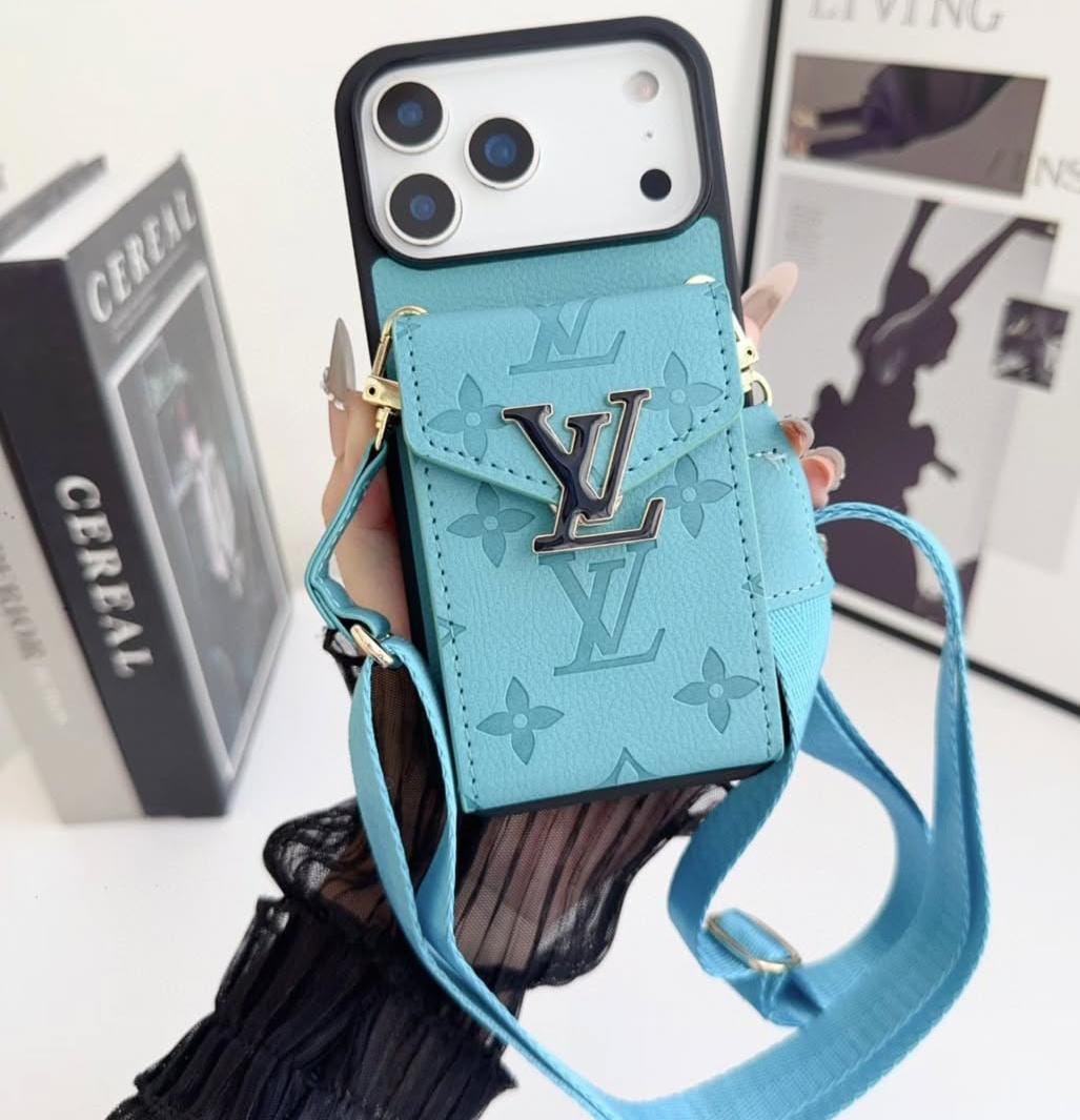 LV Luxury Phone Case with Card Holder For iPhone 12-17 Series