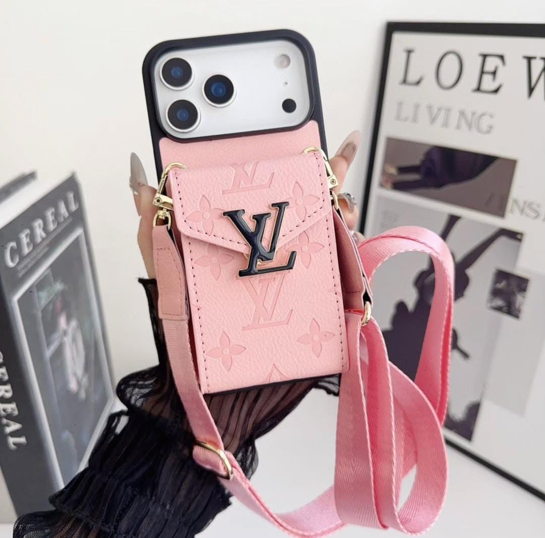 LV Luxury Phone Case with Card Holder For iPhone 12-17 Series