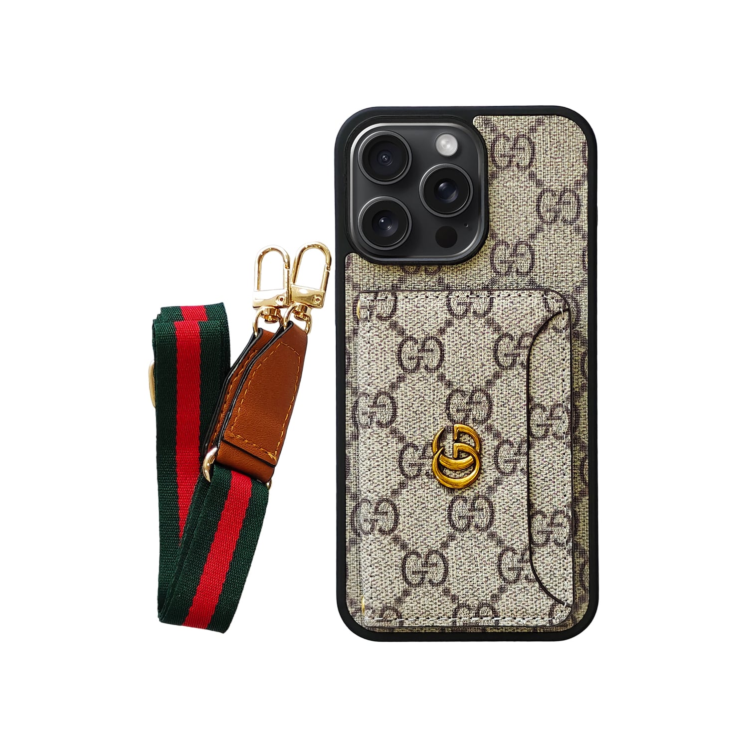 Lv Monogram Phone Case with Strap For iPhone 12-17 Series