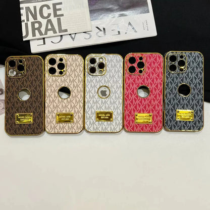 Gold Monogram Signature Canvas Leather Apple iPhone Case