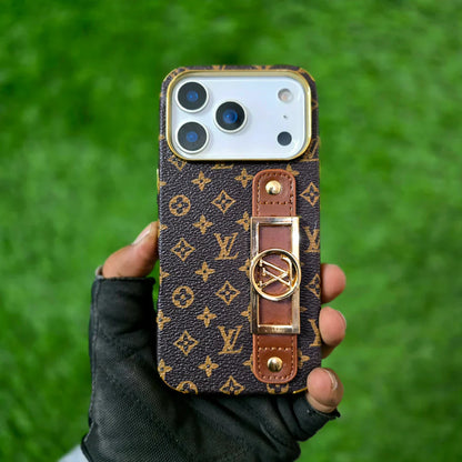 Louis Vuitton Style Monogram iPhone Case with Leather Strap for iPhone 12-17
