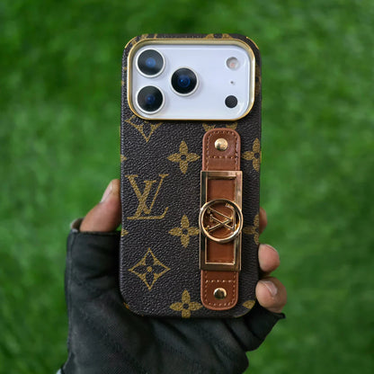 Louis Vuitton Style Monogram iPhone Case with Leather Strap for iPhone 12-17